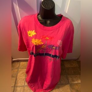 Vintage 1990s hand painted Sunflowers t- shirt by artist P Henn, size Large